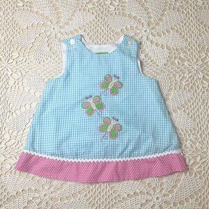 Candyland Baby Girl 24 Months Blue Gingham Butterfly Boutique Tunic Swing Top